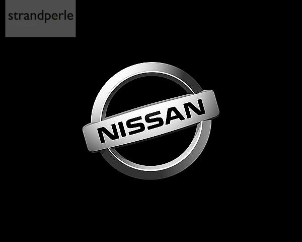 Nissan Motor Indonesia  gedrehtes Logo  Schwarzer Hintergrund