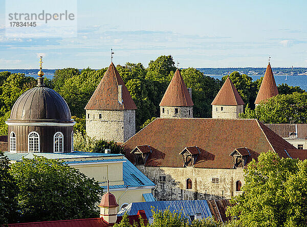 Alte Stadtmauern  Blick von oben  UNESCO-Weltkulturerbe  Tallinn  Estland  Europa
