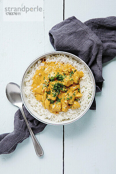 Curry-Geschnetzeltes mit Reis