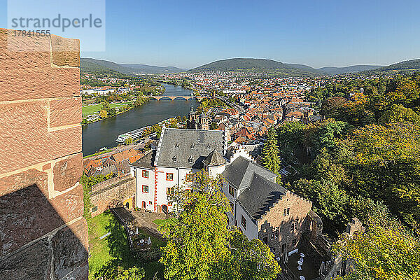 Blick von der Mildenburg über die Altstadt von Miltenberg  Unterfranken  Bayern  Deutschland  Europa
