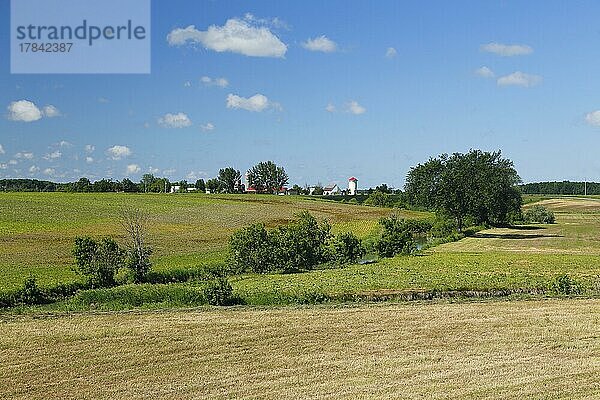 Feld  Bach  Ackerlandlandschaft  Provinz Quebec  Kanada  Nordamerika