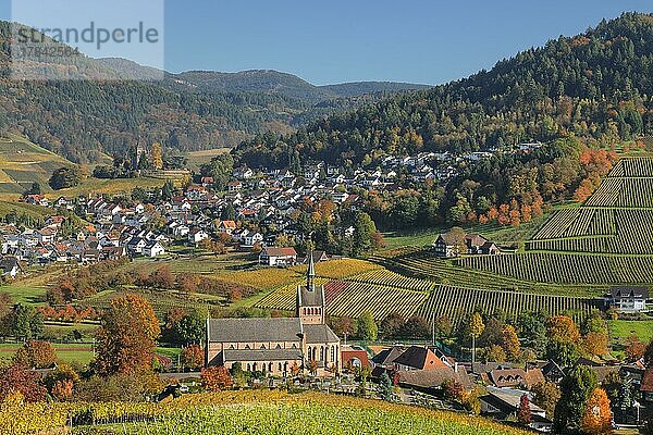 Blick nach Kappelrodeck im Herbst  Schwarzwald  Baden-Württemberg  Deutschland  Kappelrodeck  Schwarzwald  Baden-Württemberg  Deutschland  Europa