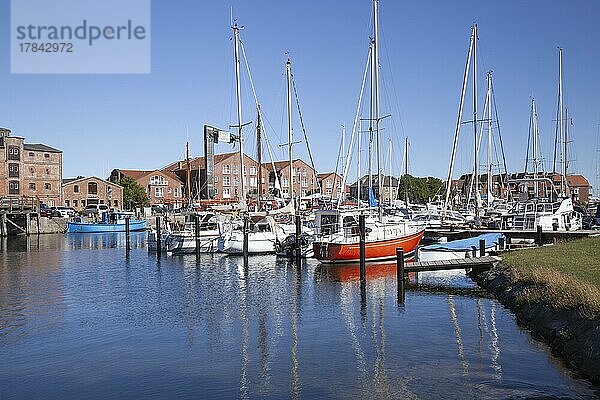 Hafen von Orth mit Segelbooten Insel Fehmarn  Ostsee  Schleswig-Holstein  Deutschland  Europa