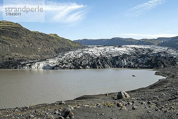 Gletscherzunge und See  Sólheimajökull  Südisland  Island  Europa