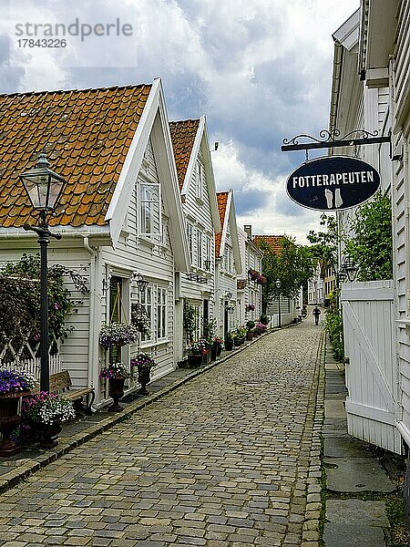 Holzhäuser in Gamle Stavanger  alter Teil von Stavanger  Rogaland  Norwegen  Europa