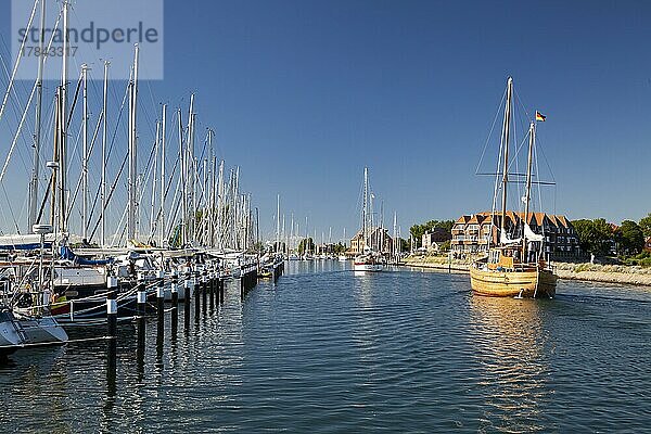 Hafen von Orth mit Segelbooten Insel Fehmarn  Ostsee  Schleswig-Holstein  Deutschland  Europa