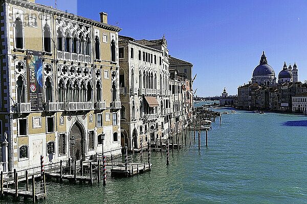 Kanal Grande  im Hintergrund Kirche Santa Maria della Salute  Venezia  Venedig  Italien  Europa