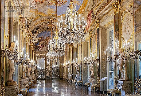 Spiegelgalerie im Königspalast  Palazzo Reale  Genua  Ligurien  Mittelmeer  Mittelmeerküste  Italien  Europa