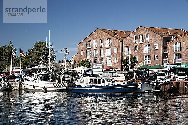 Hafen von Orth mit Segelbooten Insel Fehmarn  Ostsee  Schleswig-Holstein  Deutschland  Europa