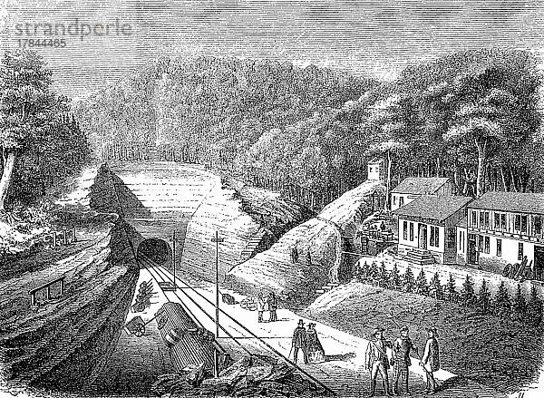 Der Tunnel der Werrabahn bei Eisenach  Deutschland  digital restaurierte Reproduktion einer Originalvorlage aus dem 19. Jahrhundert  genaues Originaldatum nicht bekannt  Europa