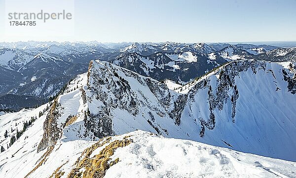 Schneebedeckte Rotwand  Berge im Winter  Schlierseer Berge  Mangfallgebirge  Bayern  Deutschland  Europa