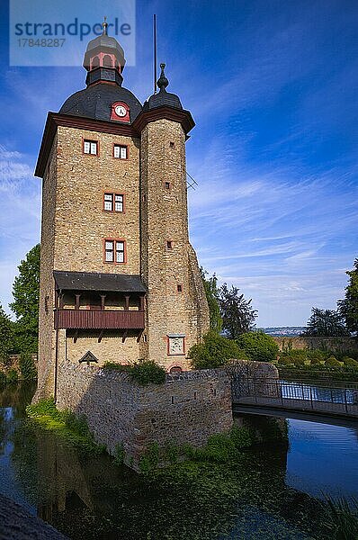 Schlossturm im Abendlicht  Schloss Vollrads  Oestrich-Winkel  Rheingau  Hessen  Deutschland  Europa