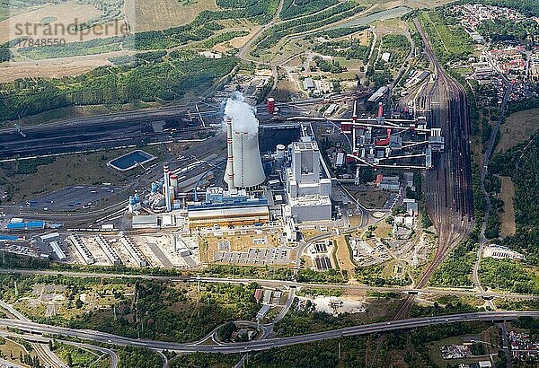 Luftbild des Braunkohle Kraftwerk Ledvice  Tchechien
