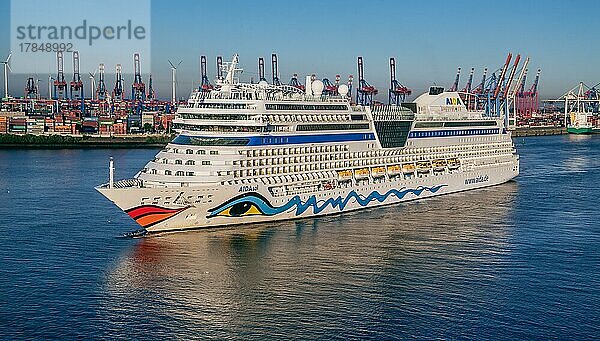 Kreuzfahrtschiff AidaSol auf der Elbe im Hamburger Hafen  Hamburg  Land Hamburg  Norddeutschland  Deutschland  Europa