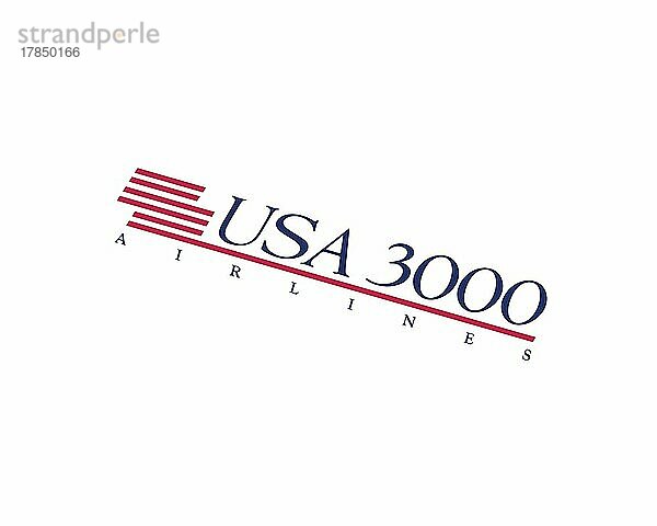 USA3000 Airline  gedrehtes Logo  Weißer Hintergrund B