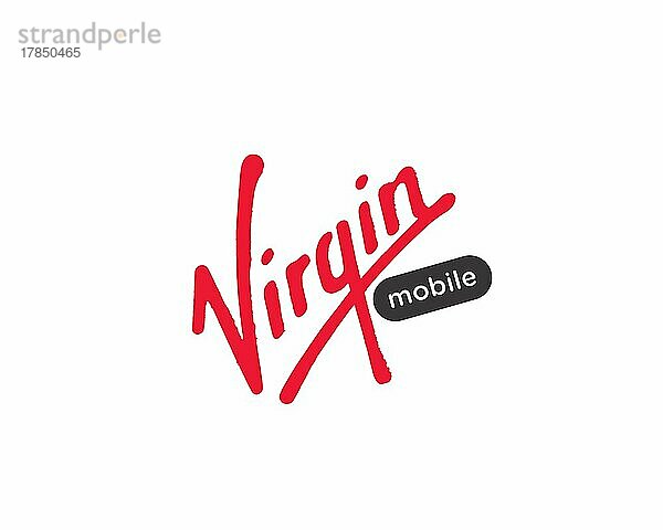 Virgin Mobile Polska  gedrehtes Logo  Weißer Hintergrund