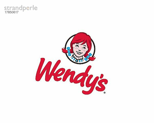 Wendy's  gedrehtes Logo  Weißer Hintergrund B