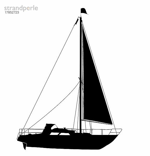 Vektor Yacht Silhouette über weißem Hintergrund