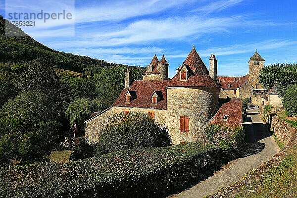 Autoire  Altoire  Departement Lot  Midi-Pyrenees  Okzitanien. Der Ort zählt zu den schönsten Dörfern in Frankreich