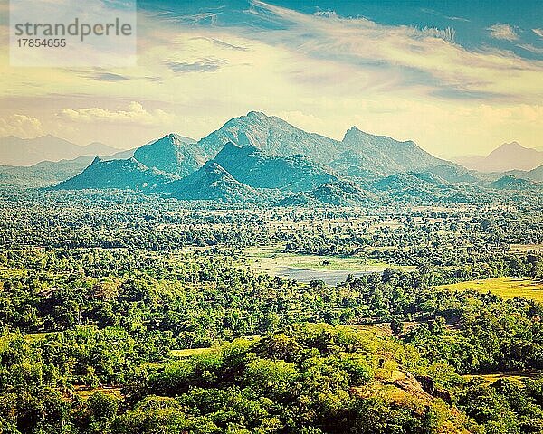 Vintage Retro-Effekt gefiltert Hipster-Stil Bild von Sri Lanka Landschaft  Blick von Sigiriya Rock  Sri Lanka  Asien