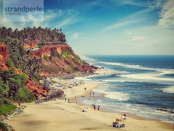 Vintage Retro-Effekt gefiltert Hipster-Stil Bild von einem der schönsten Strände Indiens  Varkala Strand  Kerala  Indien  Asien