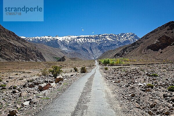 Straße in den Bergen (Himalaya) . Spiti-Tal  Himachal Pradesh  Indien  Asien