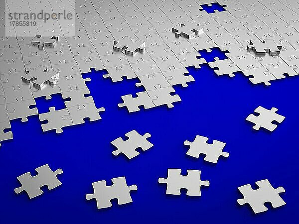 Puzzle zusammensetzen auf blau