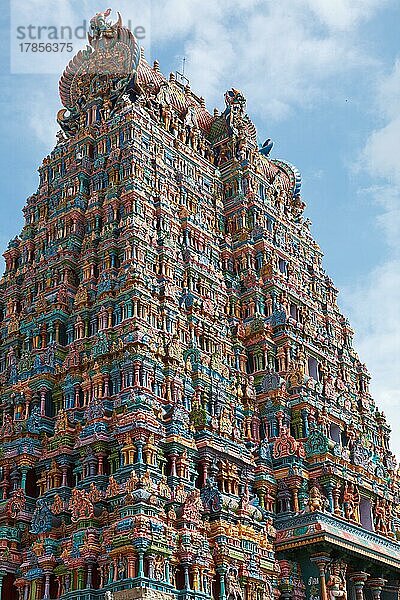Gopura (Turm) eines Hindu-Tempels. Menakshi-Tempel  Madurai  Tamil Nadu  Indien  Asien