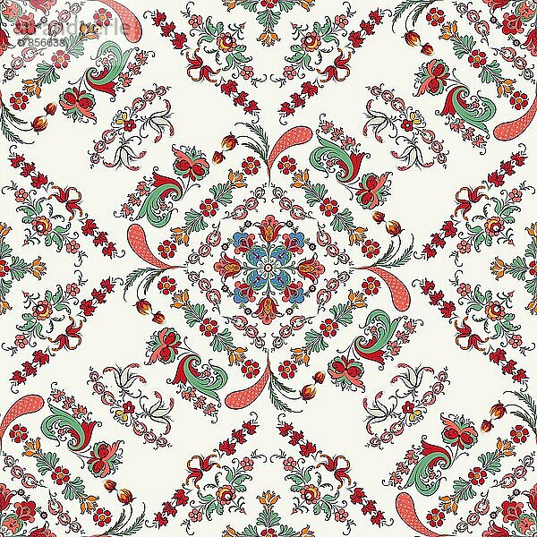 Rosemaling Fliese  traditionelles norwegisches dekoratives Muster. Vektor-Illustration