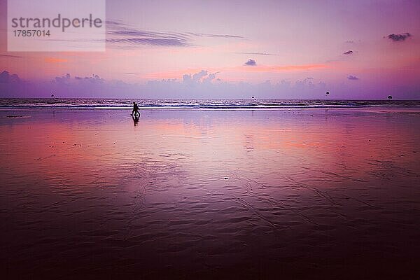 Sonnenuntergang am Strand von Baga. Goa  Indien  Asien