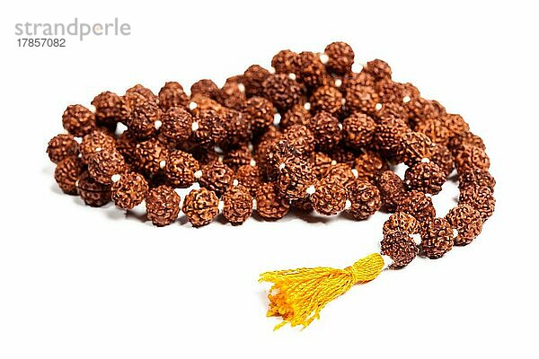 Buddhistische oder hinduistische Japa-Mala (Gebetsperlen) aus isoliertem Rudraksha