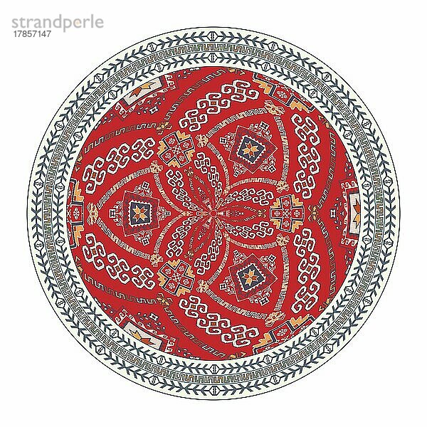 Traditionelles georgisches rundes dekoratives Element  isolierter Vektor auf weißem Hintergrund