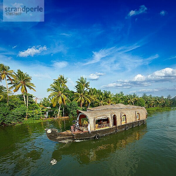 Hausboot auf den Backwaters von Kerala. Kerala  Indien  Asien