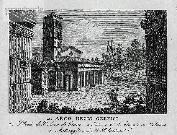 Arco degli orefici  Rom  Italien  digital restaurierte Reproduktion aus Vedute principali e piu interessanti di Roma von Giovanni Battista  1799  Europa
