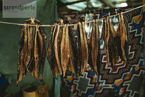 Trockenfisch  Fischerdorf am Atlantik  Nouamghar  Mauretanien  Afrika