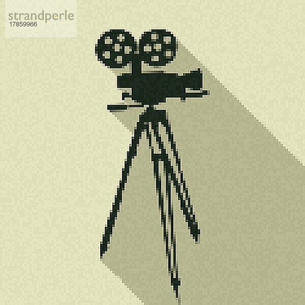 Pixel Art Filmkamera-Symbol  Vektor-Illustration