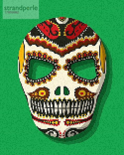 Pixel Art Zucker Schädel  Vektor-Illustration