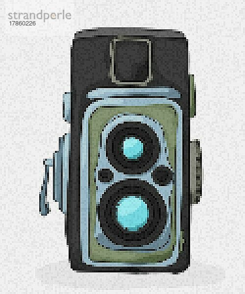Pixel Art Vintage-Kamera-Symbol  Vektor-Illustration