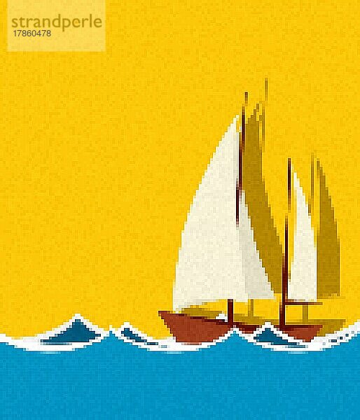 Pixel Art Segelschiff  Vektor-Illustration