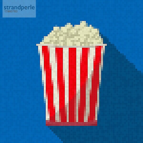 Pixel Art Popcorn-Symbol  Vektor-Illustration