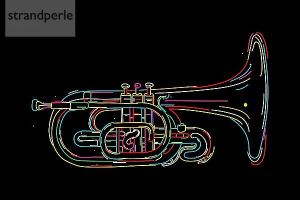 Neon Melophon Instrument über schwarz. Vektor-Illustration