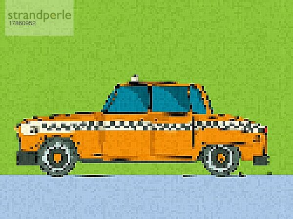Pixel Art Taxi Auto  Vektor-Illustration