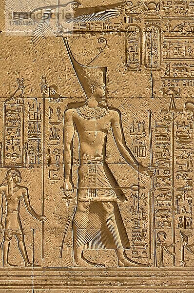 Relief eines Pharao  Hathor-Tempel  Dendera  Qina  Ägypten  Afrika
