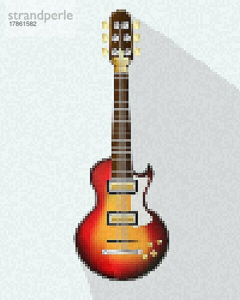 Pixel Art E-Gitarre Symbol  Vektor-Illustration