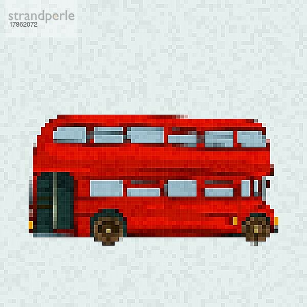 Pixel Art Doppeldecker-Bus  Vektor-Illustration