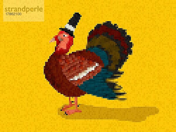 Pixel Art Thanksgiving Day Truthahn  Vektor-Illustration