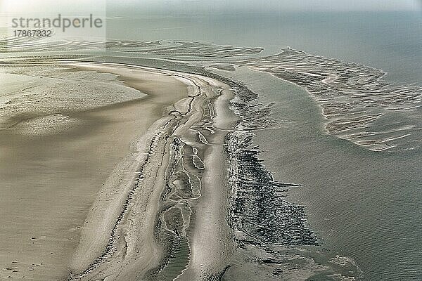 Sandbank bei Amrum  von Wind und Wasser geformte Strukturen  Luftaufnahme  Nationalpark Schleswig-Holsteinisches Wattenmeer  Nordsee  Deutschland  Europa