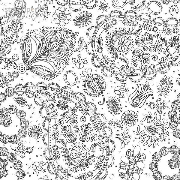 Vektor paisley  doodle nahtlose Muster über weiß