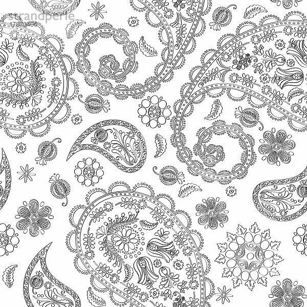 Vektor paisley  doodle nahtlose Muster über weiß