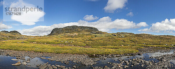 Norwegen  Panoramablick auf den Bach im Hardangervidda-Nationalpark
